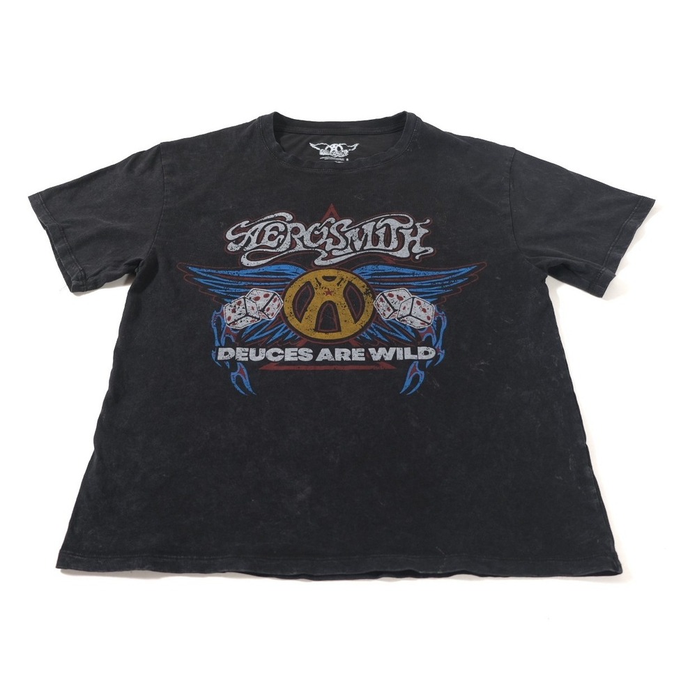 Aerosmith Graphic Tee Womens S Black Deuces Are Wild Rock Band Short Sleeve Top